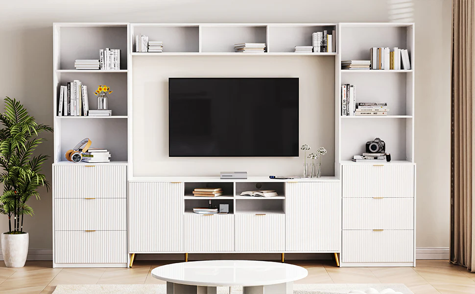 4 Piece Entertainment Centers Style Storage and Sophistication